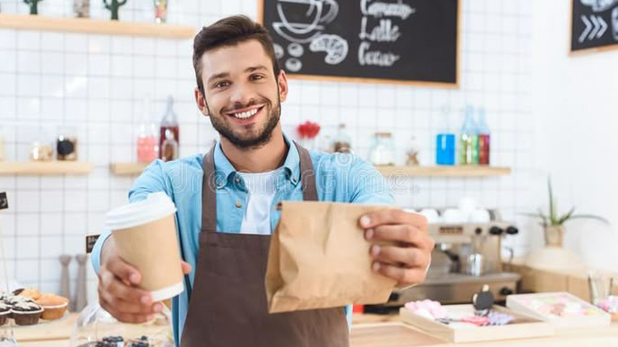 Man taking a peaceful coffee break to relieve everyday stress