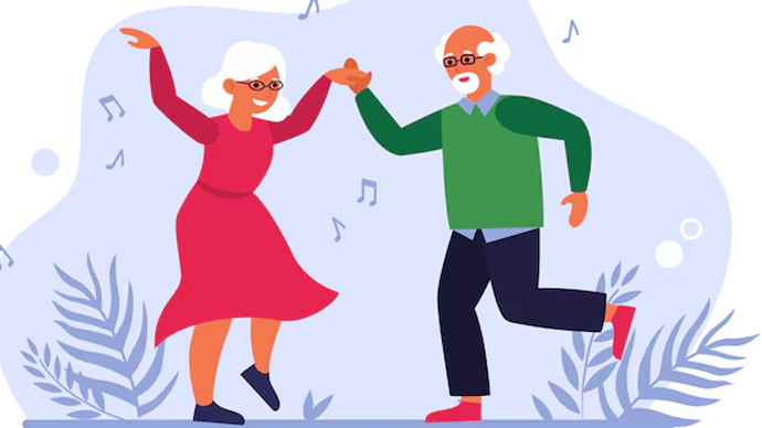 Elderly couple smiling during a relaxed retirement life