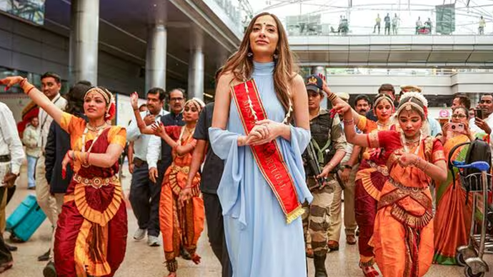 Miss World 2025 contestants at opening ceremony in Hyderabad